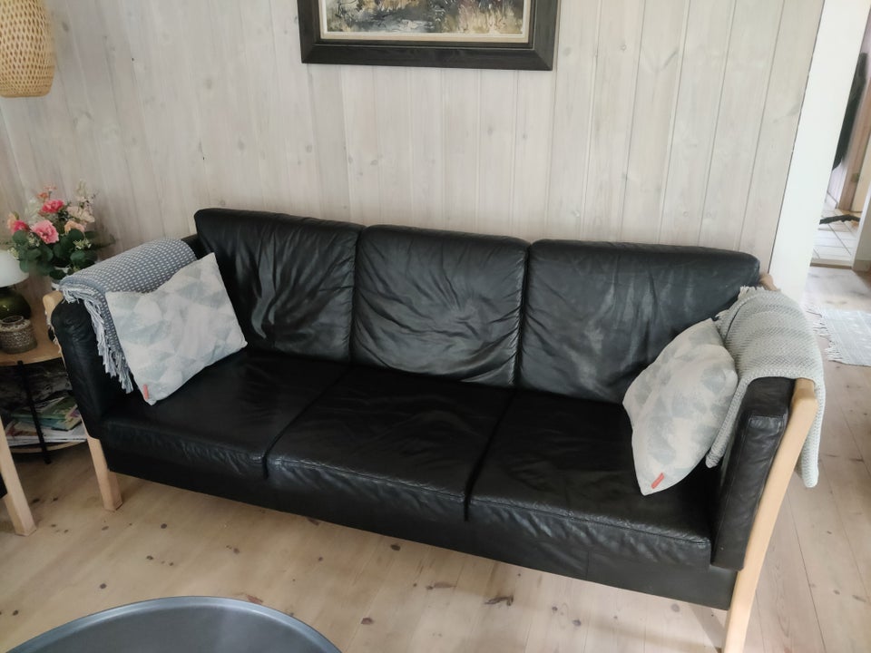 Sofagruppe, læder, 3 pers.