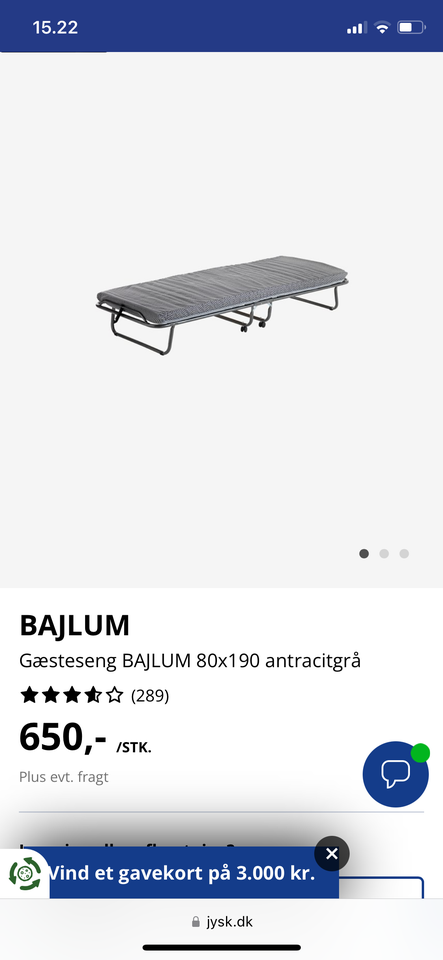 Gæsteseng, Jysk Bajlum , b: 80 l: 190