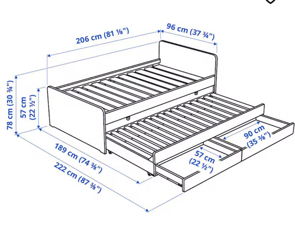 Enkeltseng, Ikea Släkt, b: 96 l: 206