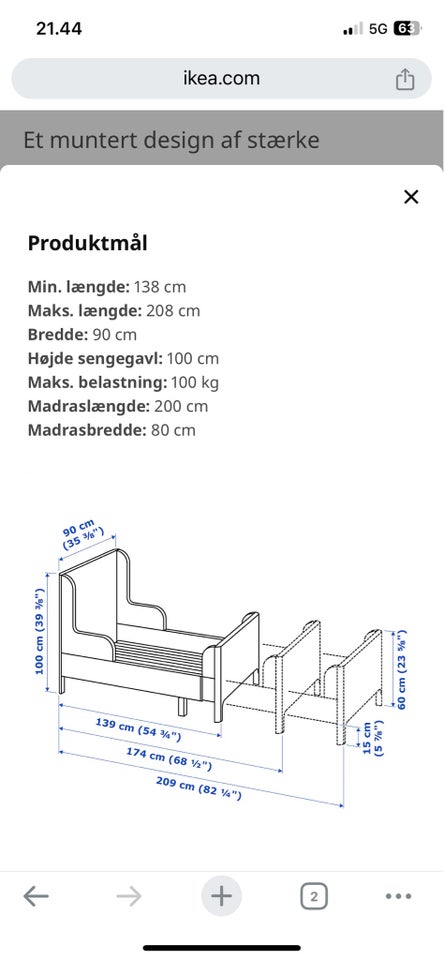 Andet b: 80 l: 140 200