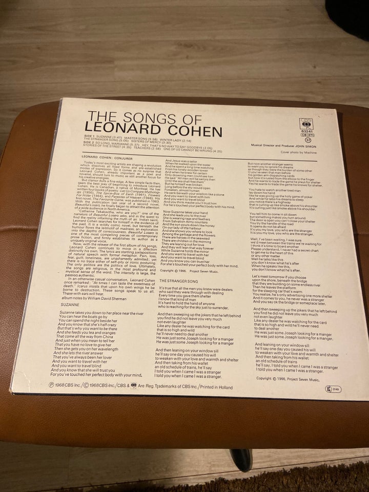 LP, Leonard Cohen , Songs Of Leonard