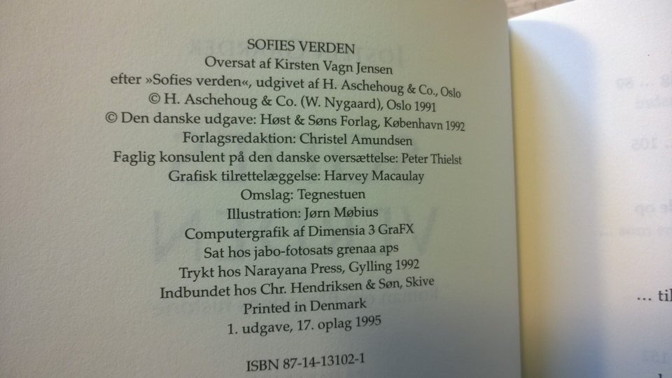 Sofies verden, Jostein Gaarder,