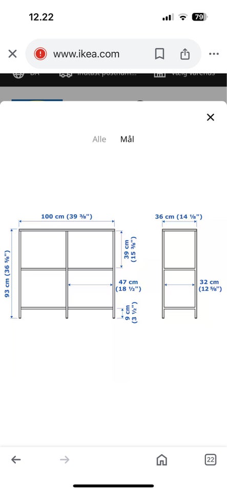 Reol, Ikea, b: 100 d: 36 h: 93