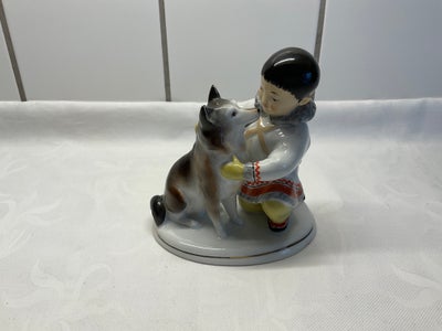 Porcelæn Dreng med hund USSR