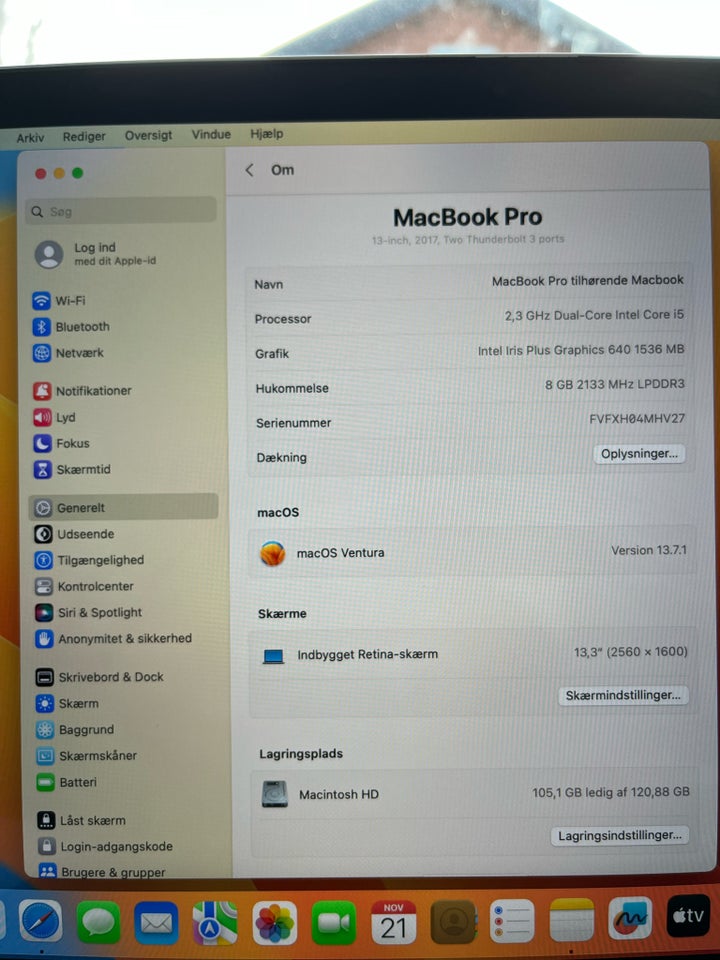 MacBook Pro, 13” 2017, 2.3