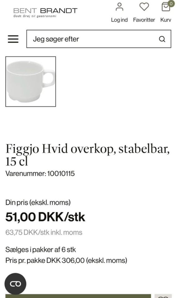 Porcelæn Kopper Figgjo