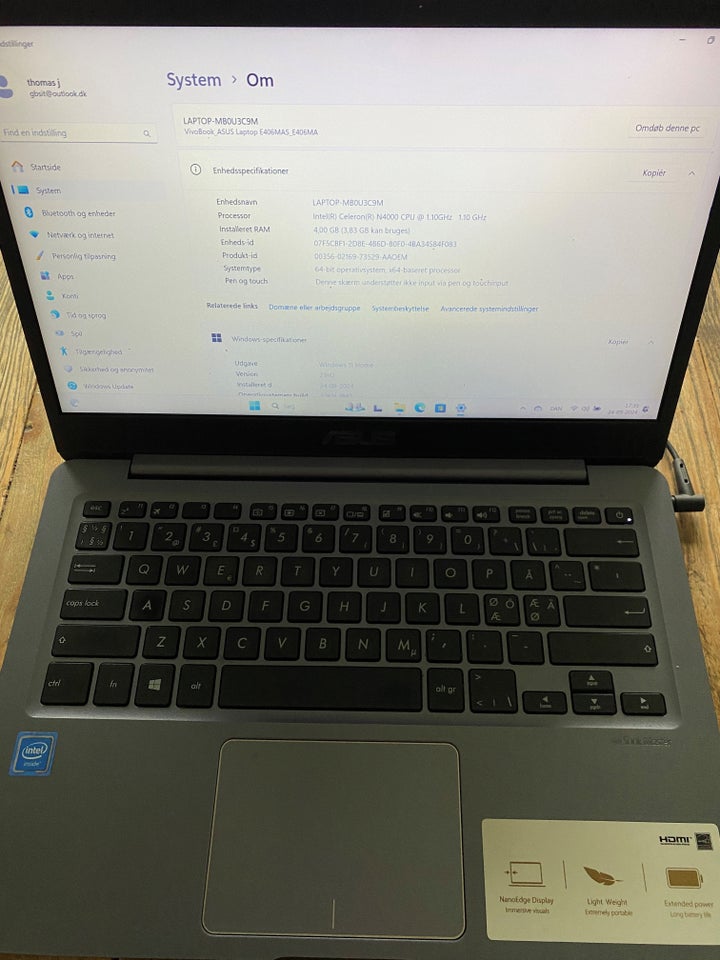 Asus Vivo Book E406MA, 1,1 GHz, 4 GB