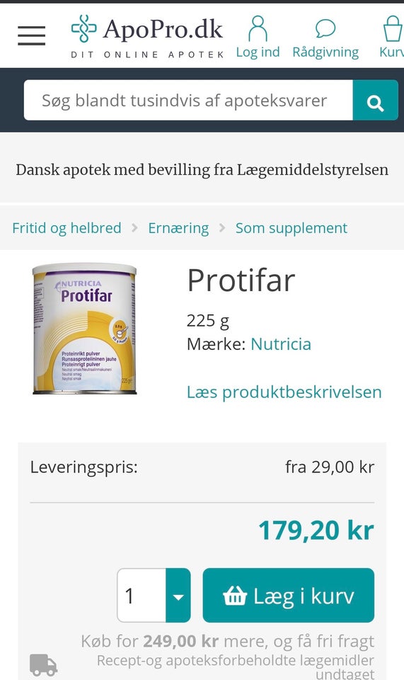 Kosttilskud PROTIFAR NUTRICIA