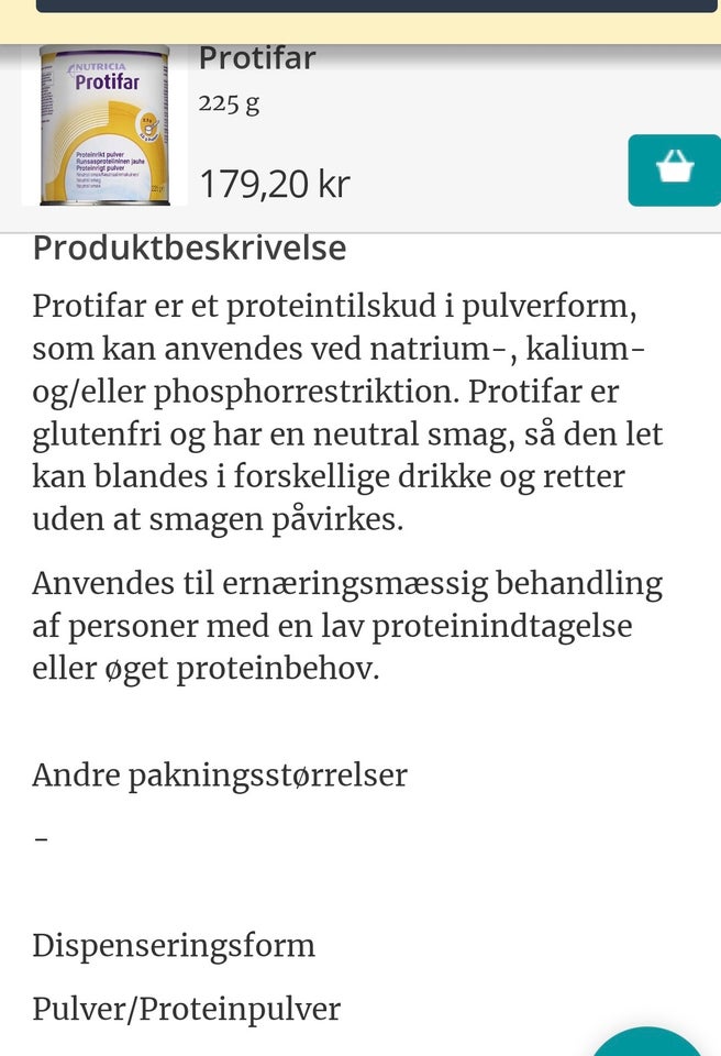 Kosttilskud PROTIFAR NUTRICIA