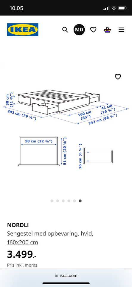 Højseng, Nordli, b: 160 l: 202 h: 30