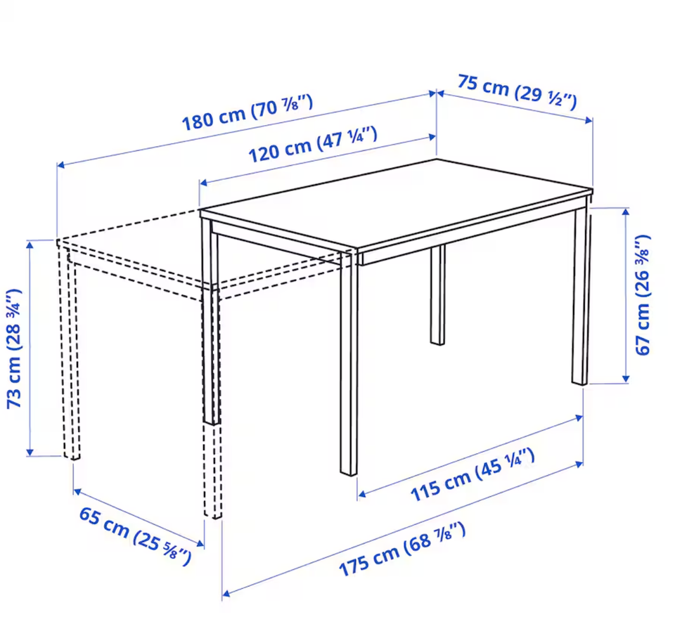 Spisebord Laminat og metalben