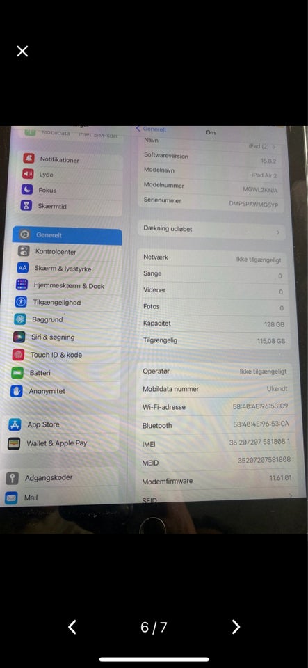 iPad Air 2, 128 GB, sort