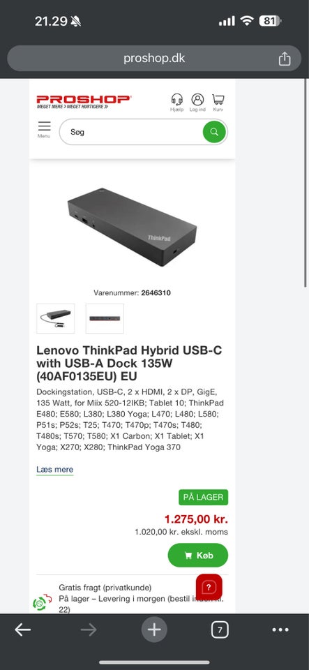 Dockingstation t Lenovo