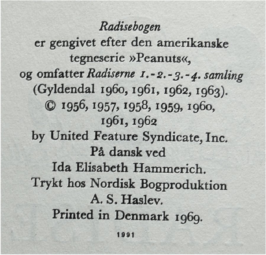 RADISEBOGEN, Tegneserie