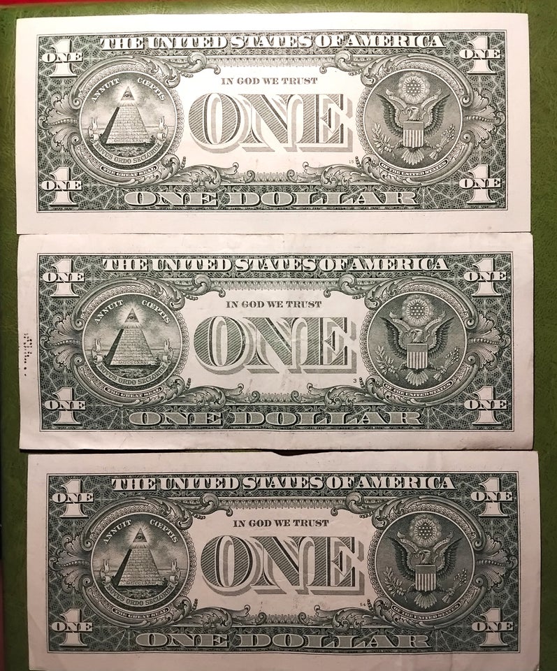 Amerika, sedler, 3 x $1.00USD