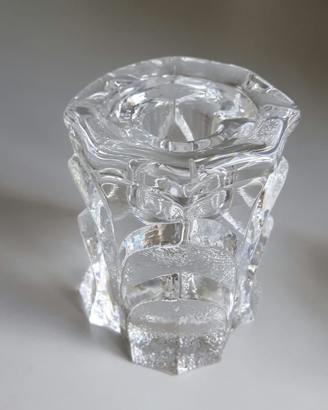 Glas Lysestage Fyrfad Skulptur