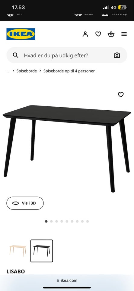 Spisebord, Ikea, b: 78 l: 140