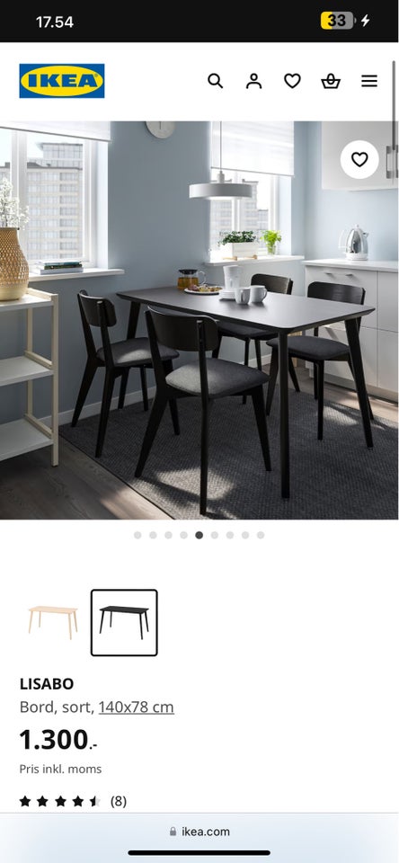 Spisebord, Ikea, b: 78 l: 140