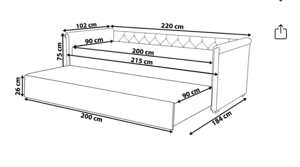 Daybed - sovesofa med udtræk,