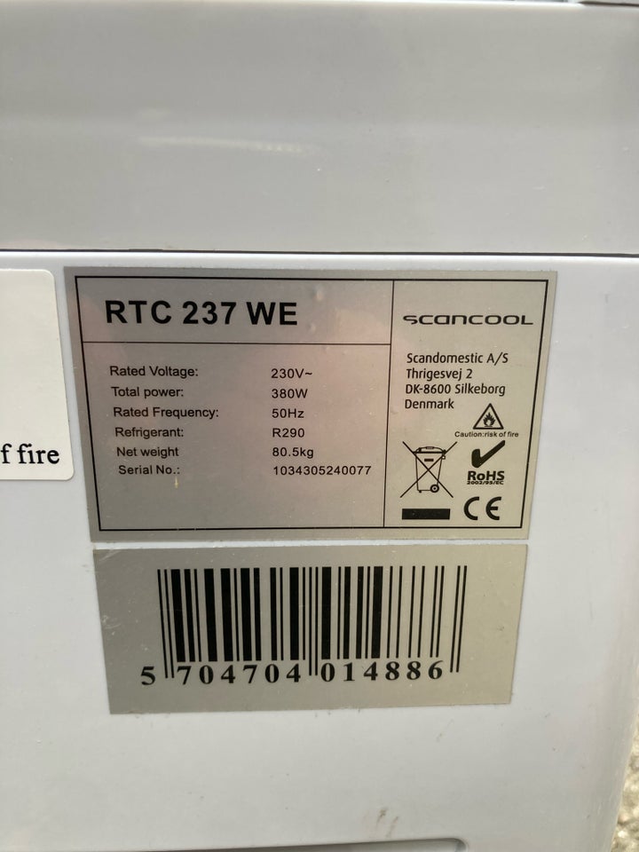 Køle/fryseskab, Scan Cool RTC 237