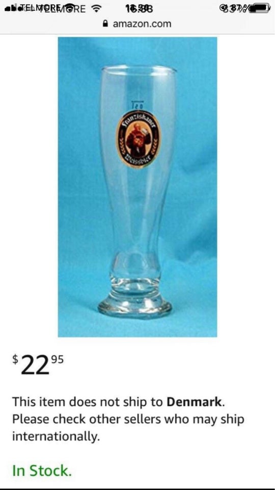 Smukt højt Erdinger ølglas - glas