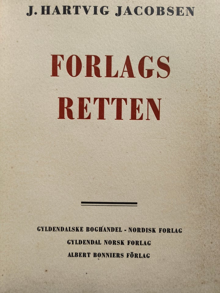 Forlagsretten, J. Hartvig