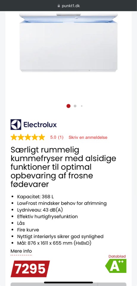 Kummefryser, energiklasse A++