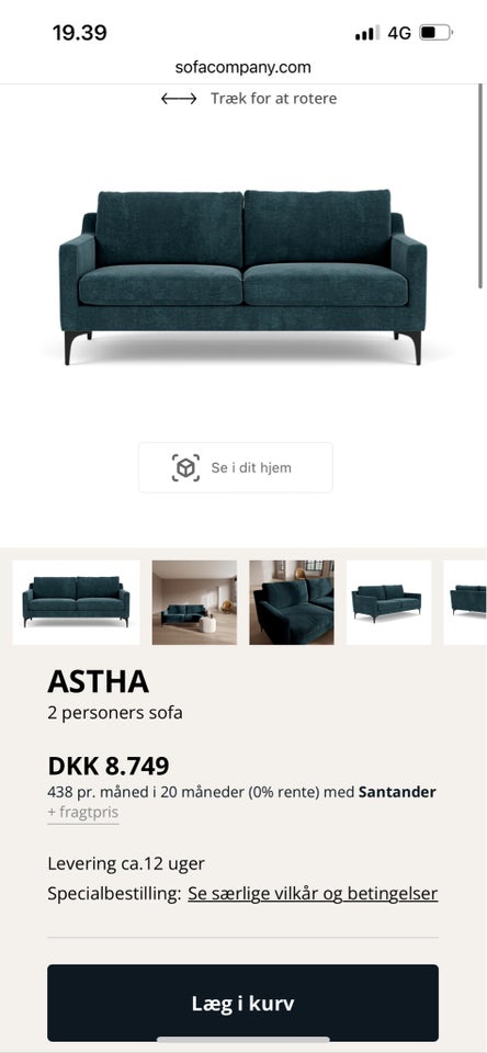 Sofa stof 2 pers