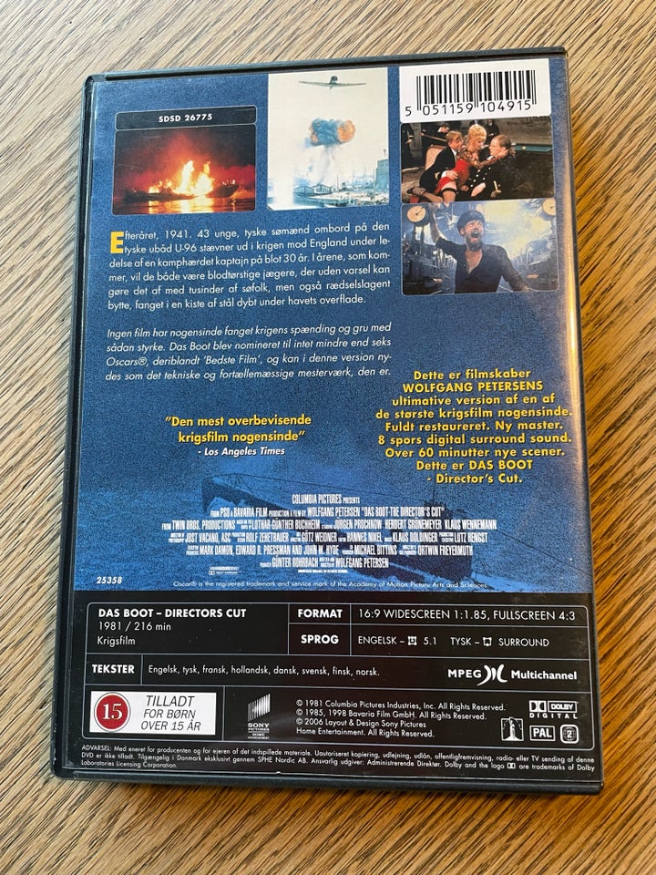 Das Boot - U-Båden, DVD, drama