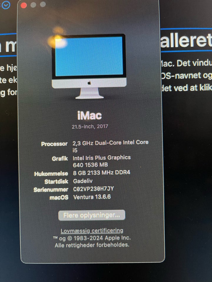 iMac, 21,5”, 2,3 GHz Dual Core Intel