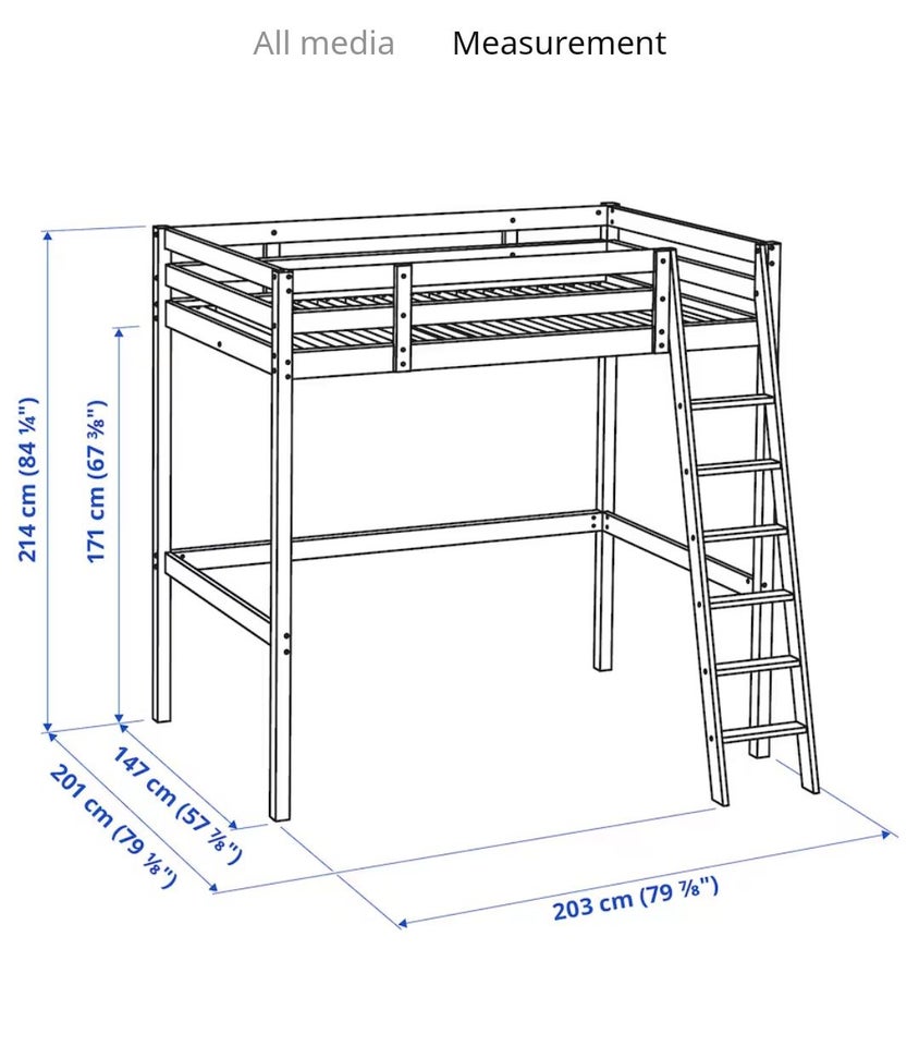 Loftsseng, Ikea Storå, b: 147 l: 203