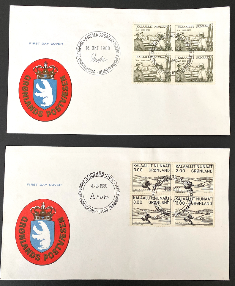 Grønland, stemplet, FDC kuverter