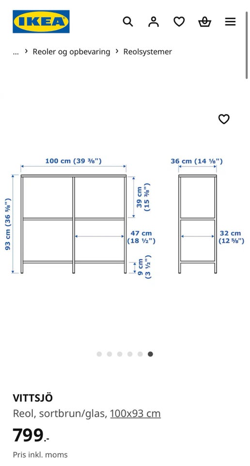 Reol, IKEA, b: 100 d: 36 h: 93