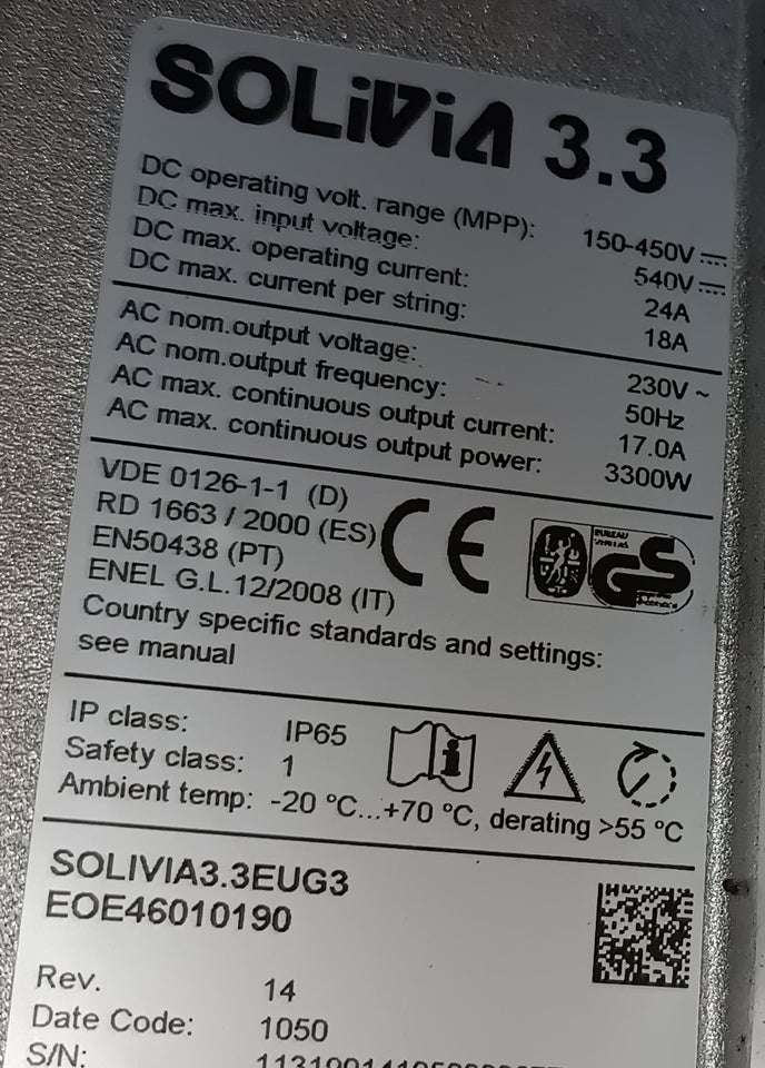 Inverter, Delta Solivia 3.3