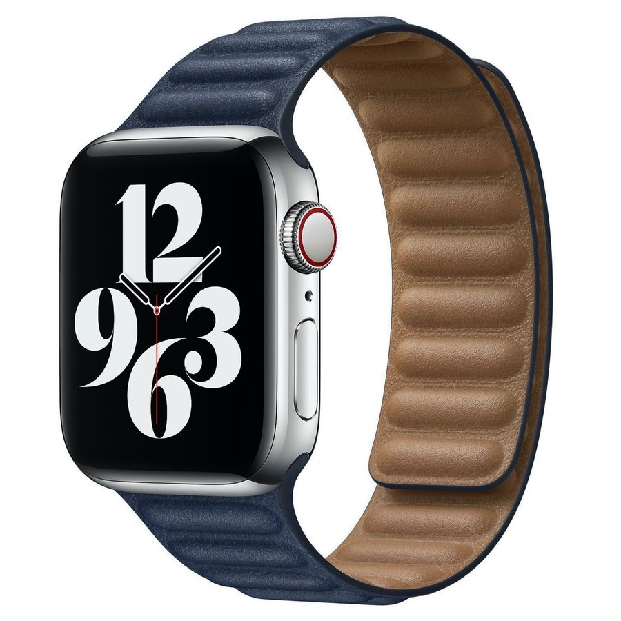 Läderlänk 38/40/41/42mm Apple Watch Armband - MÖRKBLÅ