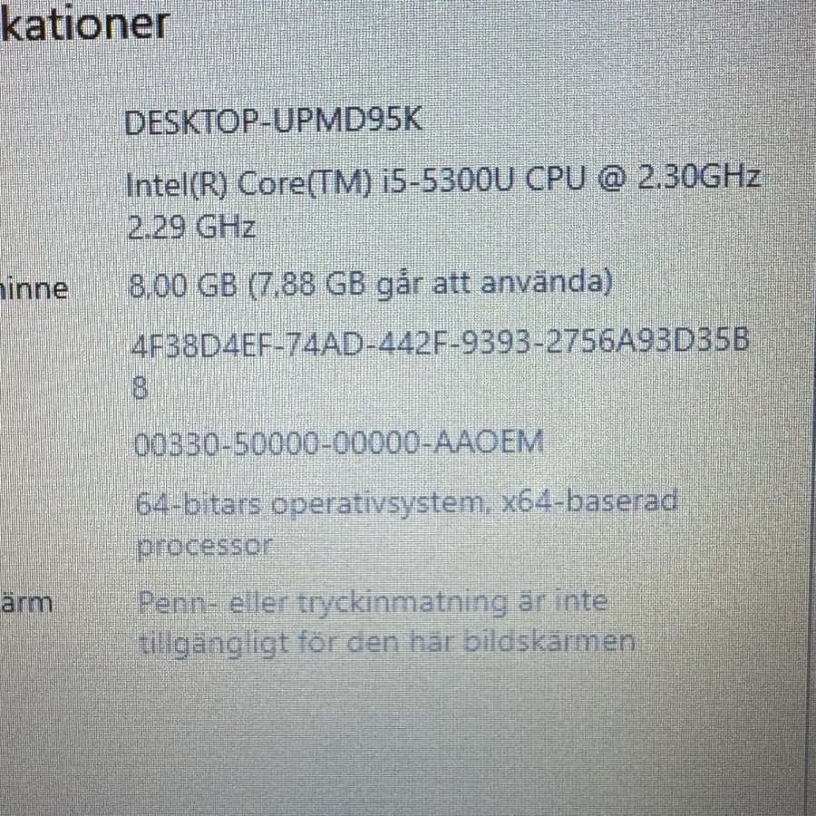 Dell Latitude E7250 , 12” skärm / 8 Gb / 240 Gb SSD / Win 10