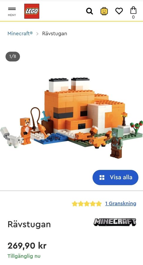 LEGO Minecraft Rävstugan 21178 KOMPLETT