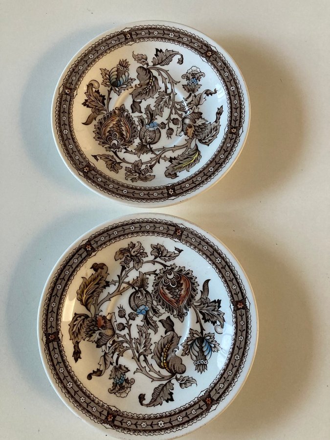 2 st Ridgway Jacobean tefat från Staffordshire