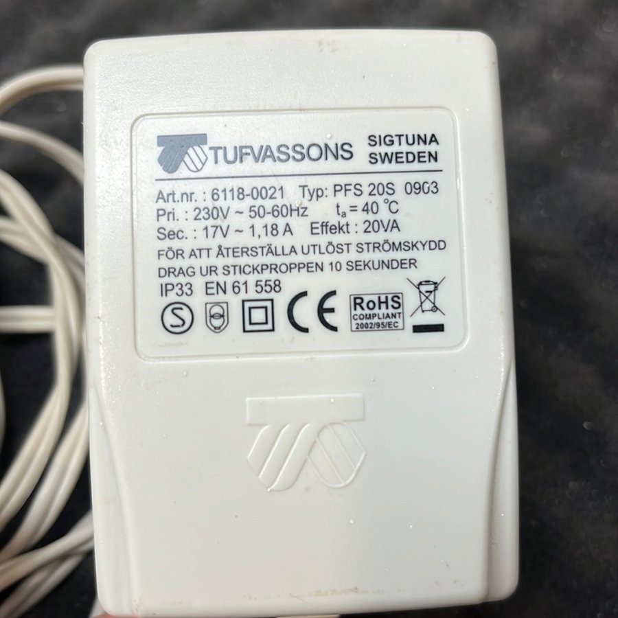 Tufvassons transformator 17V, 1.18A