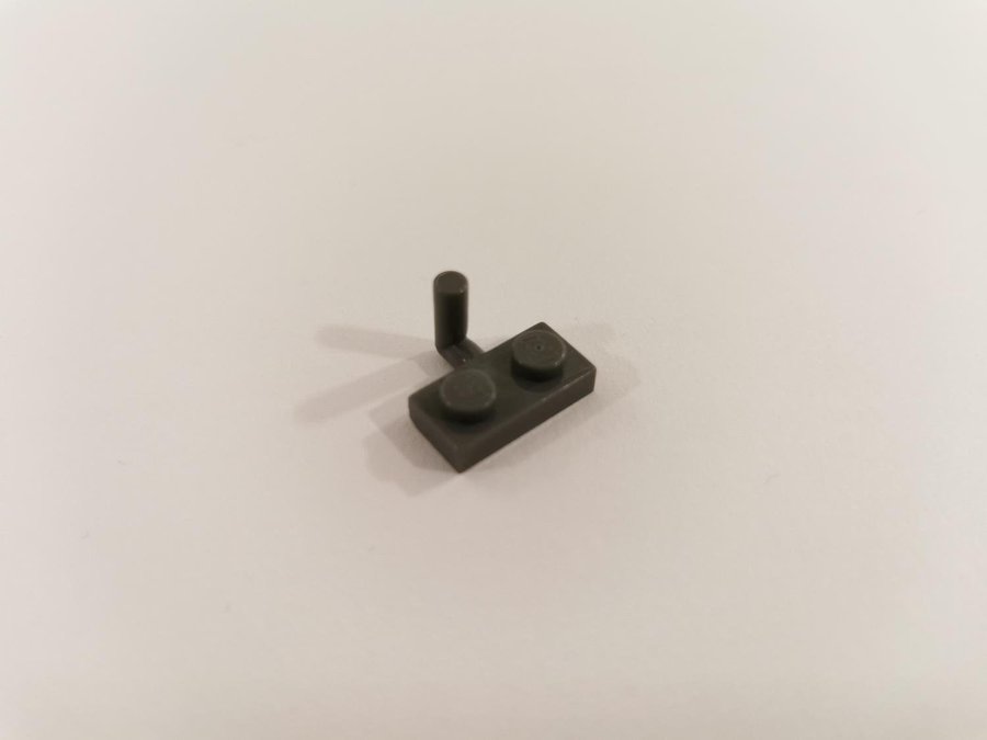 Lego - plate - modified - bar arm up - 1x2 - part 4623 - mörkgrå (bluish)