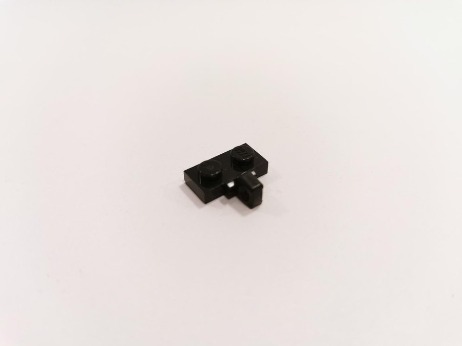 Lego - plate - modified - locking fingers - 1x2 - part 444567 - svart