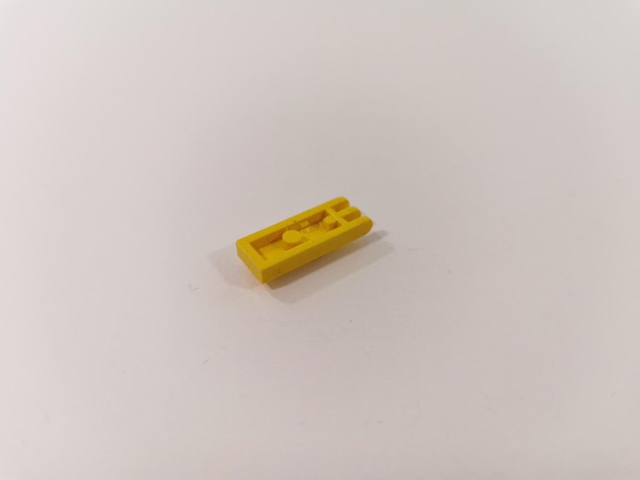 Lego - hinge - tile - ledad - 1x2 - 3 fästen - part 4275 - gul