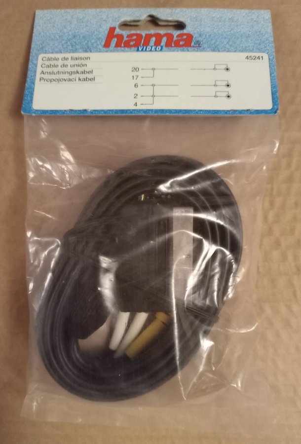 SCART till 3 RCA kabel 2m