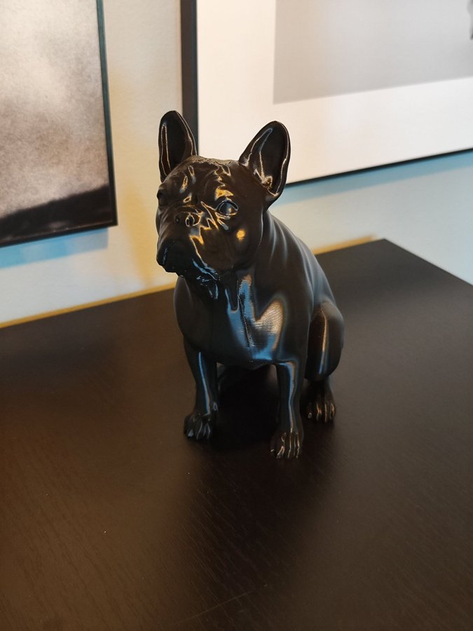 Fransk Bulldog Staty Svart