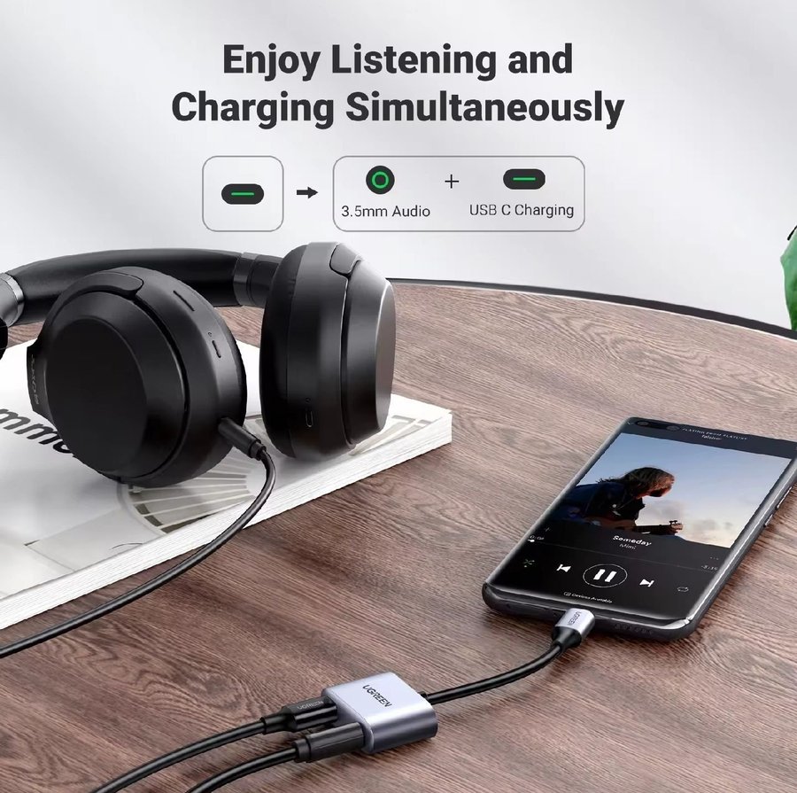 UGREEN USB-C till 3,5 mm ljudadapter med Fast Charging 60W