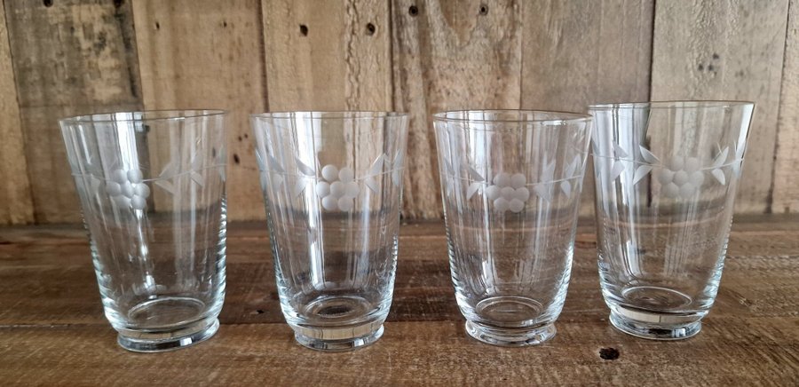 4 st Vintage glas retro saftglas drinkglas h 9cm