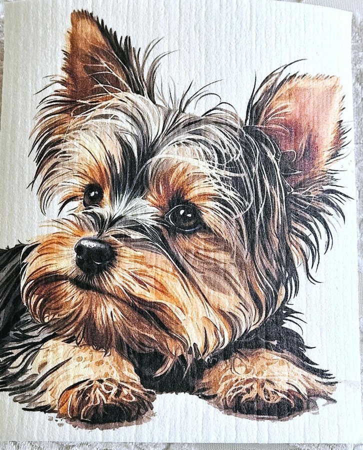 Disktrasa wettex duk tryck print Yorkshire terrier