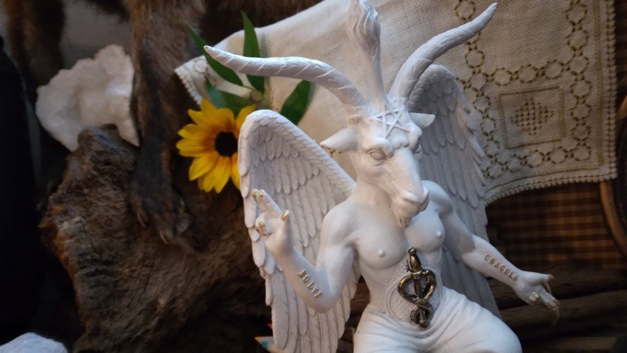 Baphomet vit staty fugurine 25cm Home Decor Templar 666 Satan jäkel