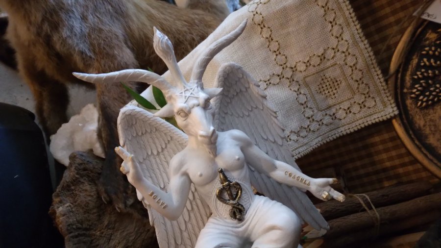 Baphomet vit staty fugurine 25cm Home Decor Templar 666 Satan jäkel