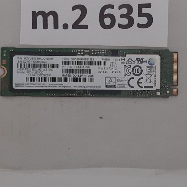 SSD m2  512GB  NVMe  märke: Samsung  formfaktor 2280